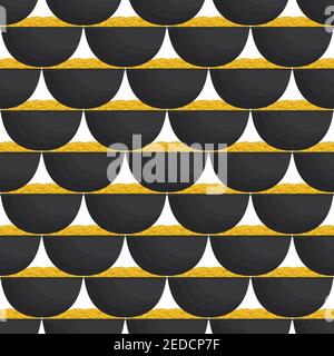 Illustration on theme Irish holiday St Patrick day, seamless pot of coins. Pattern St Patrick day of many identical coins in pot on white background. Stock Vector