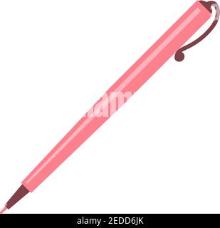 Red writing pen on a white background. A tool for business and education. Vector isolated illustration. Stock Vector