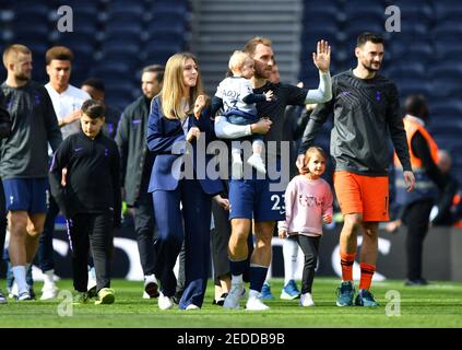 Christian Eriksen Of Tottenham Hotspur With His Family After The Match Tottenham Hotspur V Everton Premier League Tottenham Hotspur Stadium London 12th May 2019 Editorial Use Only Dataco Restrictions