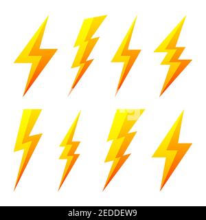 Black Lightning Bolt Icon Isolated On Yellow Background Flash Icon