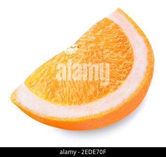 Orange fruit piece  isolated on a white background. Ripe slice  of orange citrus Stock Photo