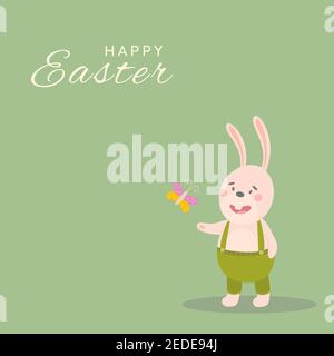 Easter cartoon bunny pastel colors. Vector illustration. Stock Vector