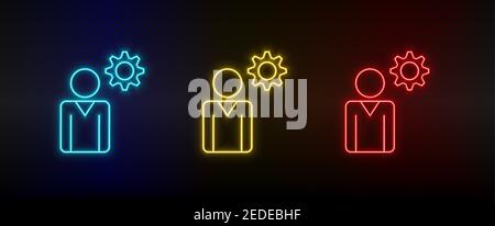 Neon icon set brainstorming, business. Set of red, blue, yellow neon vector icon Stock Vector