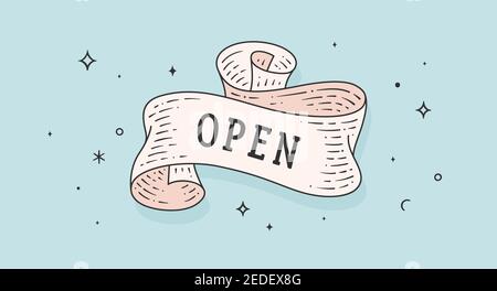 Open. Vintage ribbon Stock Vector