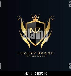NZ Initial Letter Luxury Logo template in vector for Restaurant, Royalty, Boutique, Cafe, Hotel, Heraldic, Jewelry, Fashion and other vector illustrat Stock Vector