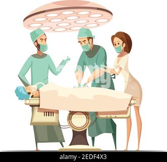 Surgeon and nurse standing in operating room with medical equipment and ...