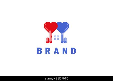 Key housing logo. A heart that symbolizes harmonious and is full of love and peace,and the key symbolizes security. The perfect logo to represent hope Stock Vector