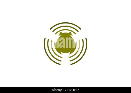 Circle Wireless Frog Logo Stock Vector