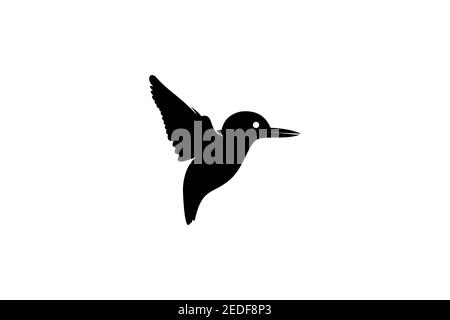 Flying kingfisher logo, silhouette bird design concept. Stock Vector