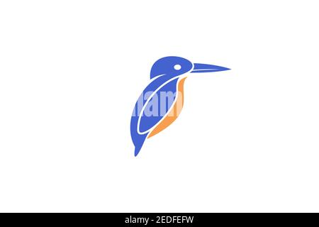 Kingfisher bird logo, isolated on white background. Stock Vector