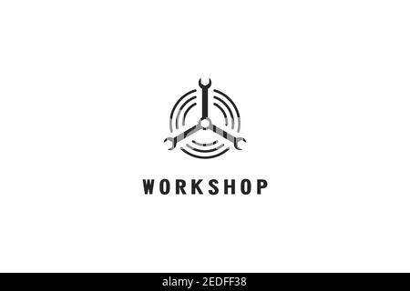 Workshop wrench logo. Stock Vector