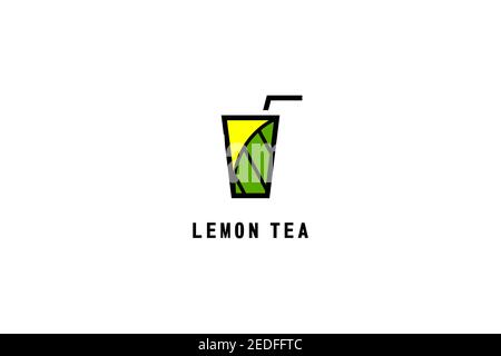 lemon tea drink logo. Stock Vector