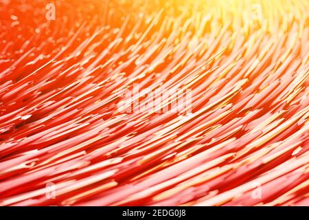 3D illustration of a hypnotic pattern.  Abstract orange background with shimmering circles and glitter. Luxurious background design Stock Photo