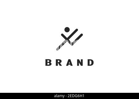 Letter XT logo, running man design concept. Stock Vector
