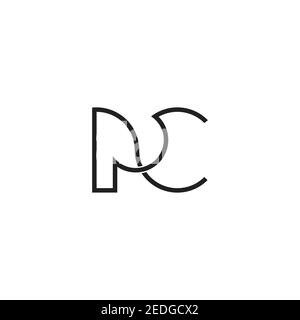 letter pc abstract overlapping line curve logo vector Stock Vector