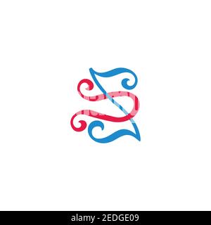 letter us simple linked colorful curves line symbol vector Stock Vector