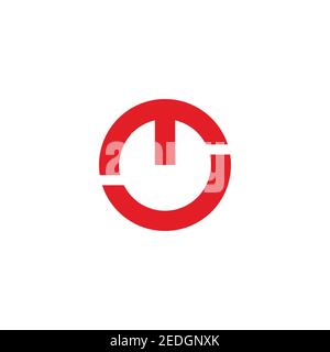 abstract letter flat geometric round power button logo vector Stock Vector