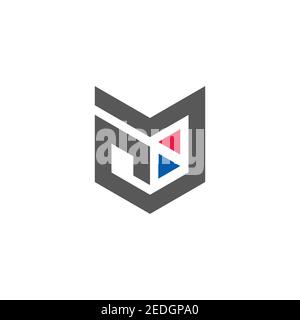 letter nm abstract triangles arrows design logo vector Stock Vector