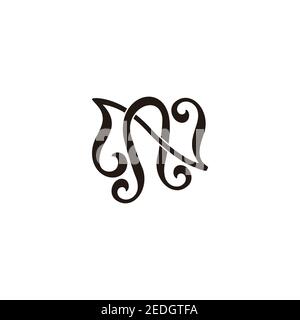 letter nn simple linked abstract curves line symbol vector Stock Vector