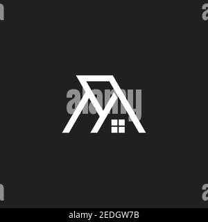 letter m home roof geometric line logo vector Stock Vector