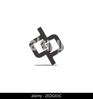 letter dp square links shadow geometric design vector Stock Vector