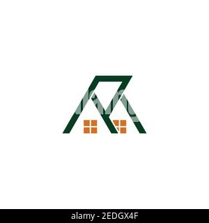 letter m r simple residence house symbol logo vector Stock Vector