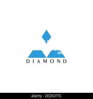 triangle blue diamond simple geometric flat logo vector Stock Vector