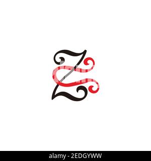 letter zc simple curves spiral linked colorful logo vector Stock Vector