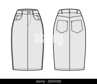 Skirt Pegtop Technical Fashion Illustration With Straight Knee Silhouette  Pencil Fullness Thin Waistband Flat Bottom Stock Illustration  Download  Image Now  iStock