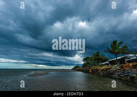 Stormy weather over the sea at Beachmere, South East Queensland, SEQ, QLD, Australia Stock Photo