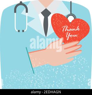Thank you nurses lettering vector text with phonendoscope. Illustration ...