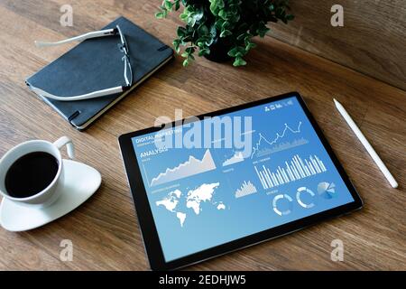 Digital Marketing Strategy Dashboard on the screen Stock Photo