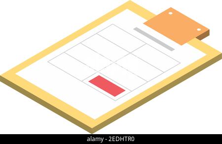 tax day, clipboard document vector illustration icon isometric style Stock Vector