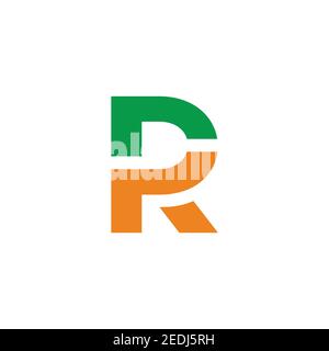 abstract letter pr simple geometric linked colorful logo vector Stock Vector