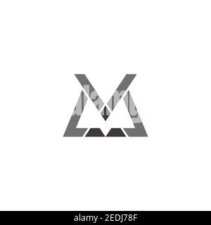 letter mv triangle simple geometric flat logo vector Stock Vector