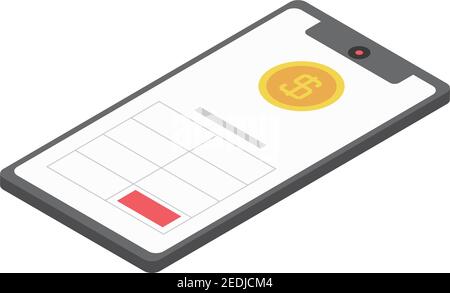 tax day, calculator app smartphone interface vector illustration icon isometric style Stock Vector