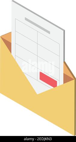 mail envelope icon with tax form vector illustration icon isometric style Stock Vector