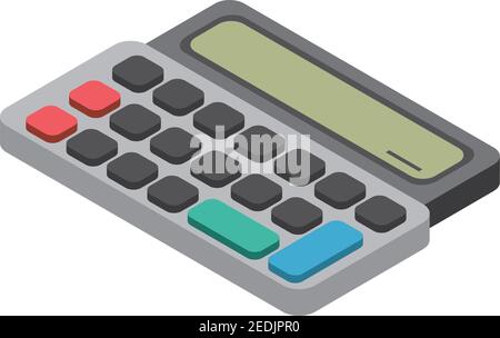 tax day, financial calculator vector illustration icon isometric style Stock Vector