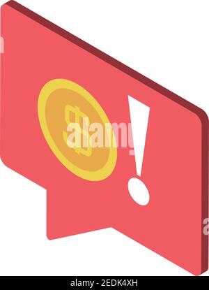 tax day, payment alert message vector illustration icon isometric style Stock Vector