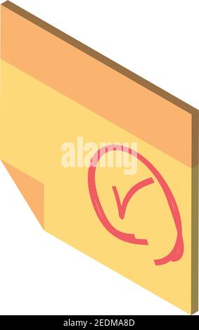 note check mark stationery vector illustration icon isometric style Stock Vector