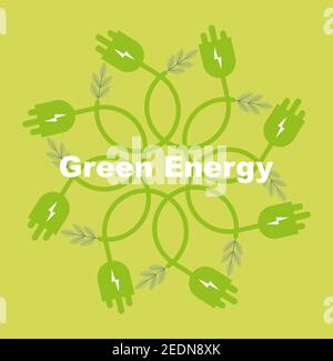 Green energy seamless radial vector pattern on a green background Stock Vector