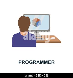 Programmer flat icon. Color simple element from freelance collection. Creative Programmer icon for web design, templates, infographics and more Stock Vector