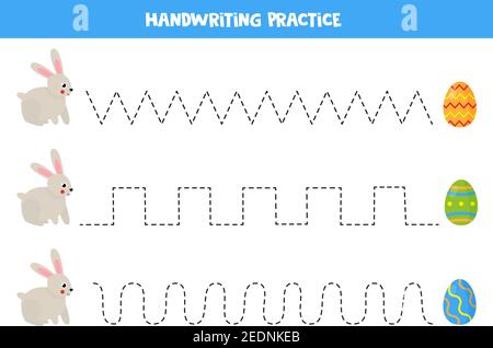 Tracing lines with Easter eggs. Writing skills practice Stock Vector ...