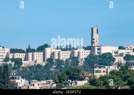 Israel, Jerusalem, Mt. Scopus. The tower of the Hebrew university in Jerusalem Stock Photo
