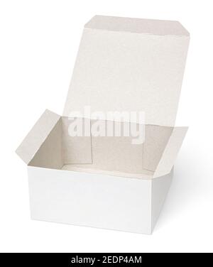 Opened cardboard box Isolated on white background Stock Photo - Alamy