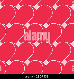 Big red heart seamless pattern for textile design, wrapping paper, wallpaper, heart shaped background. Heart cramped, overlapping forms Stock Vector