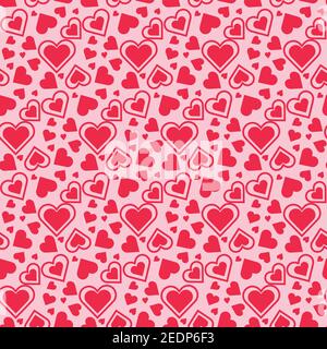 Cute seamless pattern for textile design with red heart for