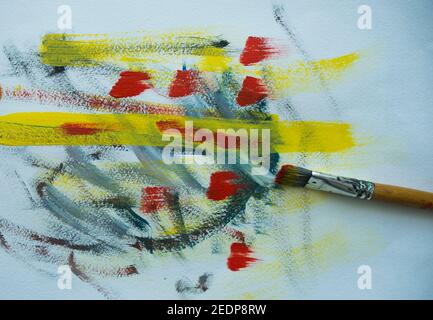 abstraction brush drawing. abstraction multicolored background Stock Photo