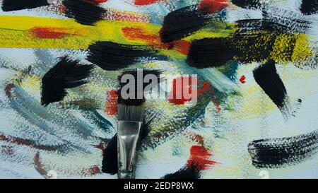 abstraction brush drawing. abstraction multicolored background Stock Photo