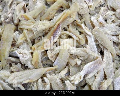 Salted saithe cod in the market Stock Photo